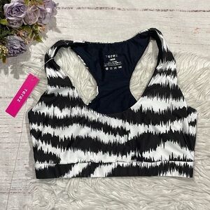 NWT Terez Black White Zebra Patterned Swim Bikini Top